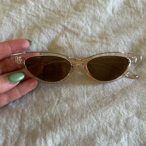 Small cat eye sunglasses blush and brown